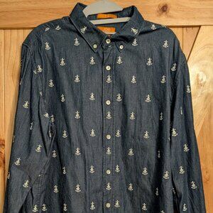 Joe Fresh Button Down Pirate Shirt NAVY Large